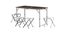Folding Table For Camping On A White Background With Chairs