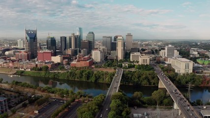 Wall Mural - Several Bridges Carry Traffic over the Cumberland River next to Nashville Tennessee