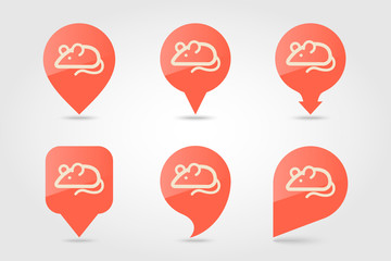 field mouse flat vector pin map icon