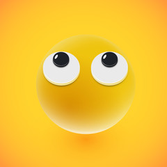 Yellow high-detailed emoticon face, vector illustration