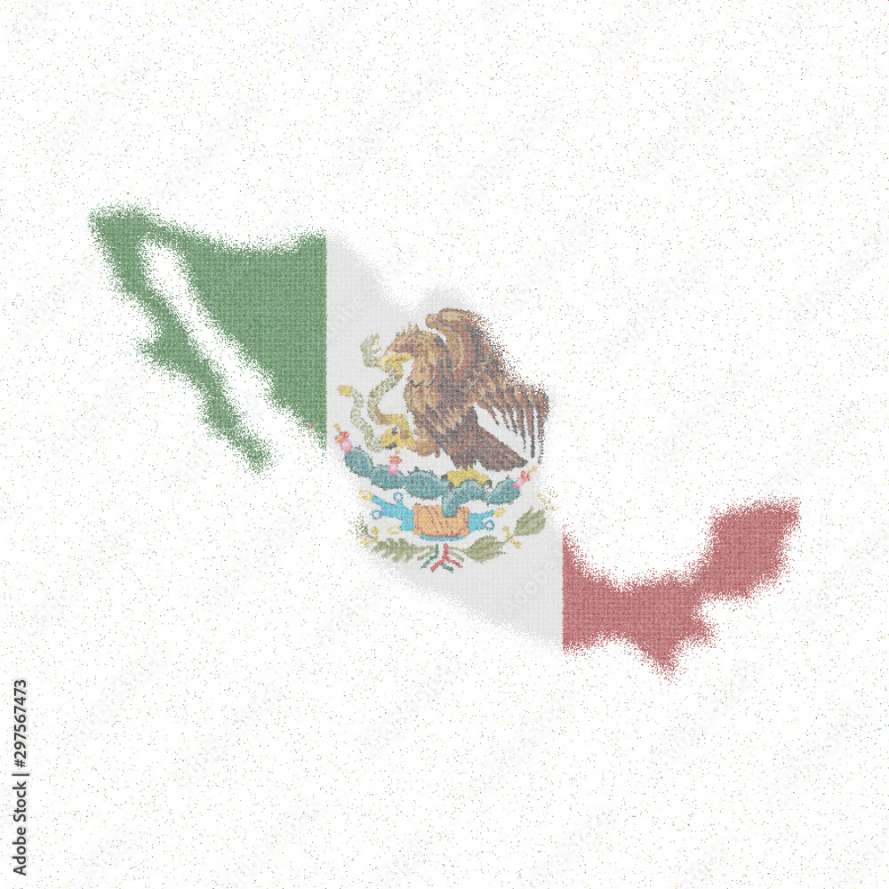 Map of Mexico. Mosaic style map with the flag of Mexico. Radiant vector ...