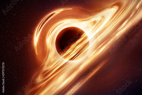 Fotomural An illustration of what a black hole with an accretion disk may look like based on modern understanding
