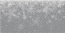 Seamless Realistic Falling Snow Or Snowflakes. Isolated On Transparent Background - Stock Vector.