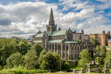Glasgow Cathedral And Skyline From Glasgow Necropolis Scotland, United Kingdom In Summer.