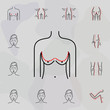 Breast lift, woman icon. Universal set of plastic surgery, epilation for website design and development, app development