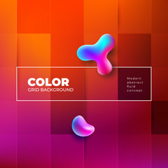 Wall Mural - color background design with square cells. fluid gradient background shapes composition. red futuris