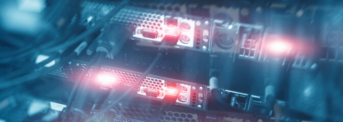 Wall Mural - abstract modern data center room. website header technology banner