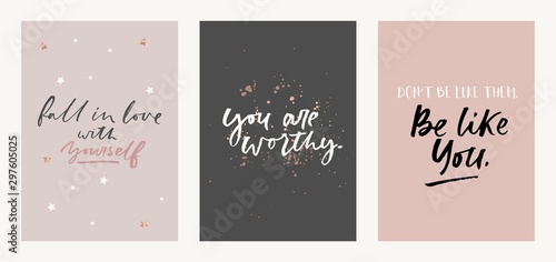 Fotografía Inspirational quote set with brush lettering vector illustration