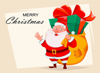 Sticker - Merry Christmas greeting card with Santa Claus