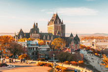 Cityscape Or Skyline Of Chateau Frontenac, Dufferin Terrace And Saint Lawrence River At Overlook In Old Town