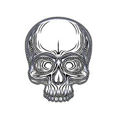 Wall Mural - Human skull isolated on black, color object.