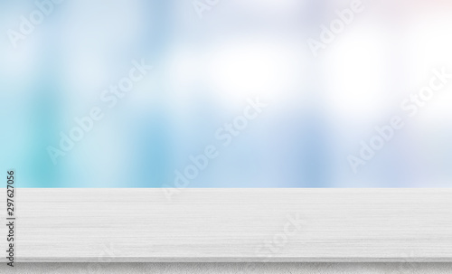 Cuadros en Lienzo abstract blurred modern interior bathroom background with white wood tabletop fo
