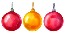 Christmas Ball Watercolor On Isolated White Background