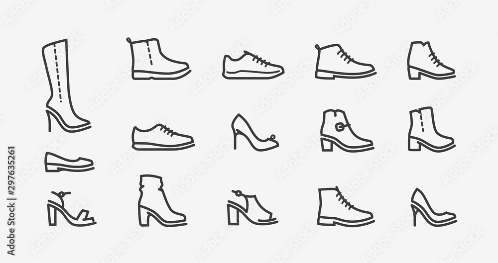 Shoes icon set. Fashion, shoeshop concept. Vector illustration - obrazy, fototapety, plakaty 