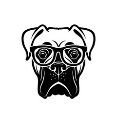 Wall Mural - Boxer dog wearing eyeglasses - isolated outlined vector illustration