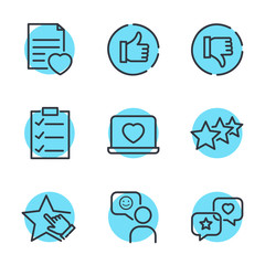Aufkleber - Icons Set of Survey Related Vector Simple Line. Management line icon. Startup strategy and Employees linear symbol. Customer Opinion, Web Survey and more, Startup and Teamwork symbols