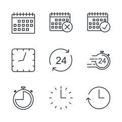 Poster - Simple Set of Time icon template color editable. Contains such Icons as Time Inspection, Log, Calendar and more symbol vector sign isolated on white background for graphic and web design.