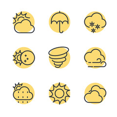 Aufkleber - Weather line icon template color editable. Wind, Blizzard, Sun, Rain and more vector illustration for graphic and web design. Weather symbol vector sign isolated on white background.