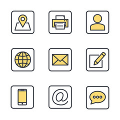 Aufkleber - Web icon set. Contact us icons template color editable. web pack symbol vector sign isolated on white background for computer. website and mobile apps