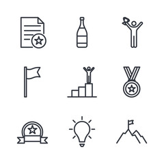 Poster - Success Related Vector Line Icons template color editable. Contains such Symbol as Ribbon, Winner, Reward and more on white background illustration for graphic and web design.