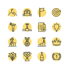 Leinwandbilder - Success Related Vector Line Icons template color editable. Contains such Symbol as Ribbon, Winner, Reward and more on white background illustration for graphic and web design.