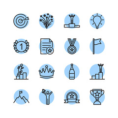 Leinwandbilder - Success Related Vector Line Icons template color editable. Contains such Symbol as Ribbon, Winner, Reward and more on white background illustration for graphic and web design.