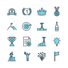 Leinwandbilder - Success Related Vector Line Icons template color editable. Contains such Symbol as Ribbon, Winner, Reward and more on white background illustration for graphic and web design.