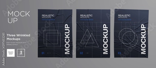Photographie Black Wrinkled poster template set
