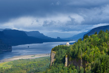 View Of The Columbia River Gorge And Crown Point And The Vista House From Portland Women's Forum Viewpoint.