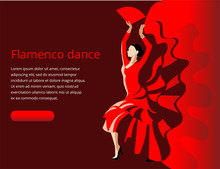 A Slender Woman With A Fan Dancing Flamenco. 