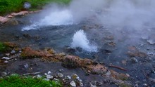Slow Motion Video Of Pong Dueat Hot Spring In Huai Nam Dang National Park, Thailand.