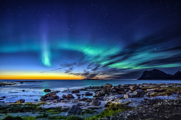 aurora borealis at sunset