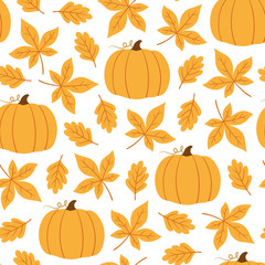 Vector seamless autumn pattern on white background