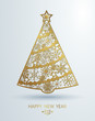 Stylized Christmas tree decoration made from swirl shapes. New Year design template.