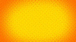 Orange and yellow pop art background with halftone dots in retro comic style, template for design