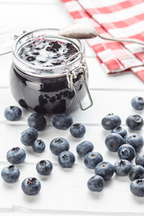 Wall Mural - Sweet blueberry jam and blueberries.