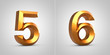 © Whitebarbie - Gold 3d numbers 5 and 6 isolated on white background.