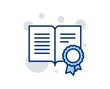 © blankstock - Diploma with Medal line icon. Certificate document symbol. Approved badge or Winner medal sign. Linear design sign. Colorful diploma icon. Vector