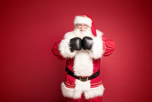 Happy Santa Claus Wearing Boxers Gloves