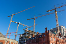 Construction Site Cranes Over Dublin City Skyline