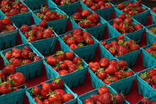 Boxes Of Strawberries At The Portland, Oregon, Farmer's Market