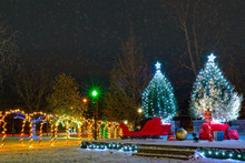 Outdoor Christmas Display With Tunnel Of Lights
