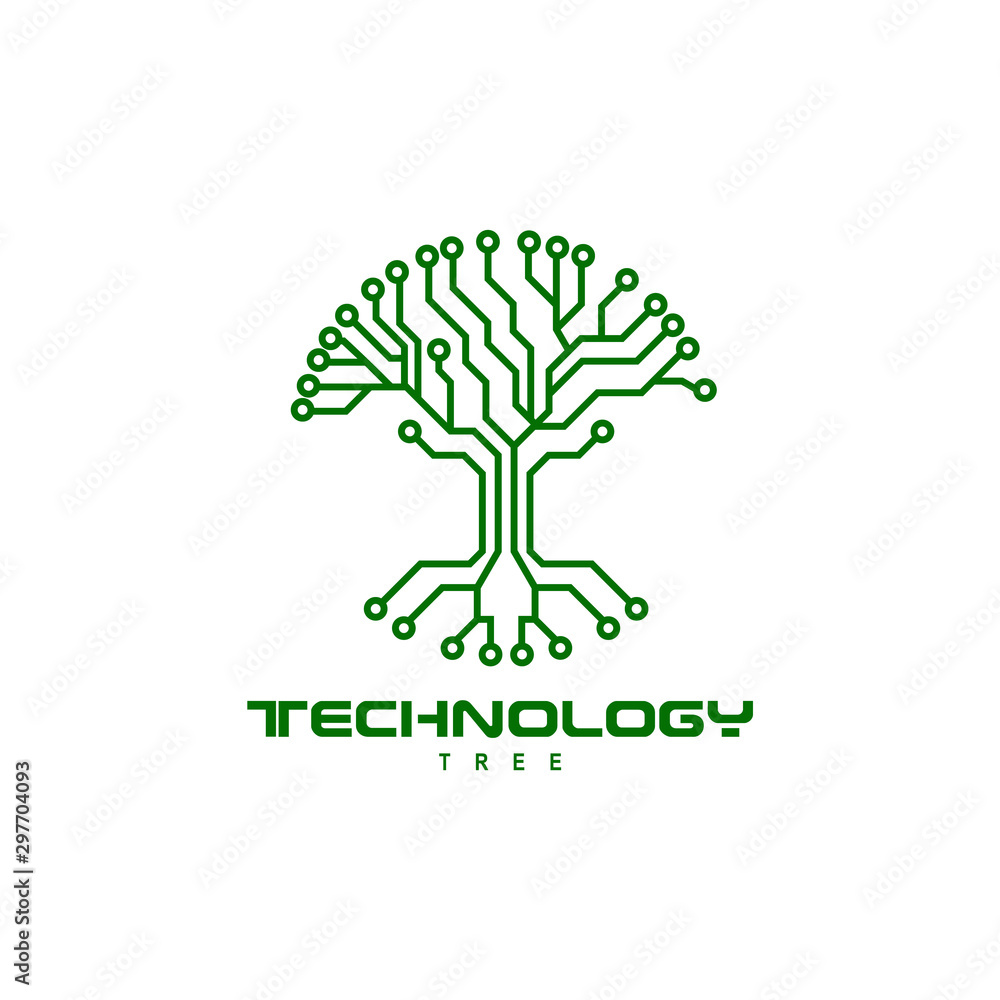 Technology tree logo design inspiration Stock Vector | Adobe Stock