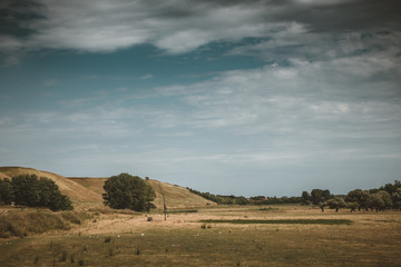 Sticker - landscape with blue sky and clouds