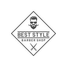Man Haircut Barber Shop Logo Design Template Vector Illustration.