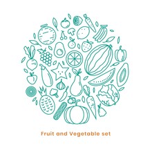 Fruit And Vegetable Icon On Vector Art
