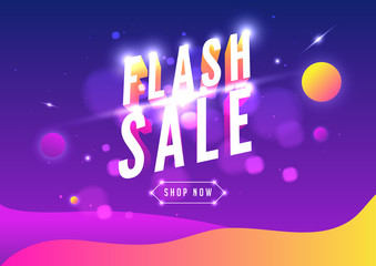 Wall Mural - flash sale, online shopping sale poster or flyer design. online shopping day sale on futuristic spac