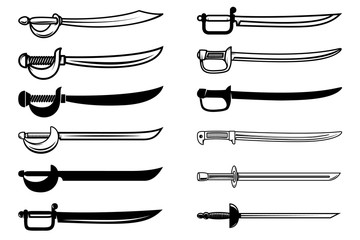 Wall Mural - Set of swords isolated on white background. Design element for logo, label, badge, sign. Vector illustration