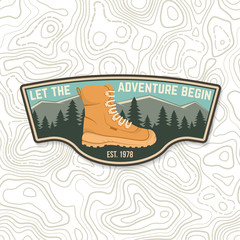 Wall Mural - let the adventure begin. sammer camp badge. for patch, stamp. vector. concept for shirt or logo, pri