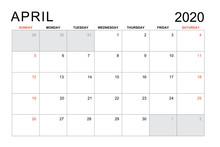 2020 April Calendar